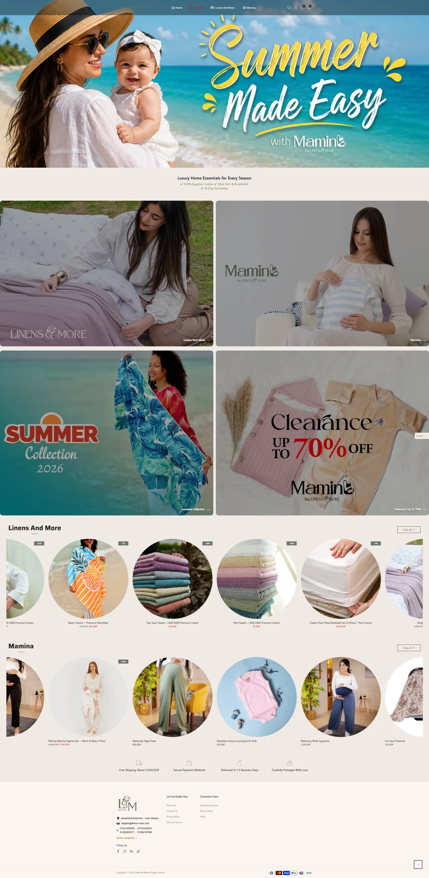 Linens & More website